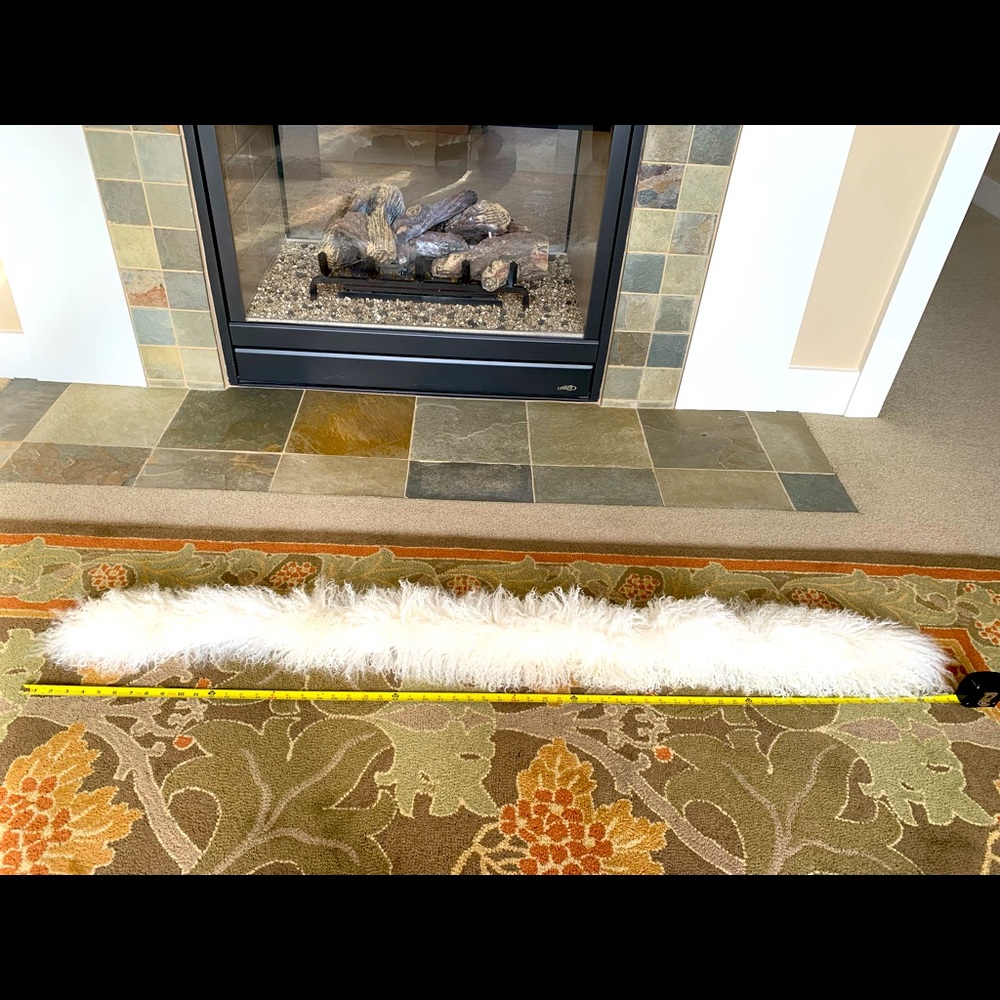 Super warm Mongolian lamb white/ivory 62” scarf